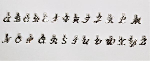  Hobby Horsing Deutschland - (ABC4) - Buchstaben-Set  A-Z aus Metall Farbe : silber - ca. 1,25x0,6 cm zum Annähen / Ankleben